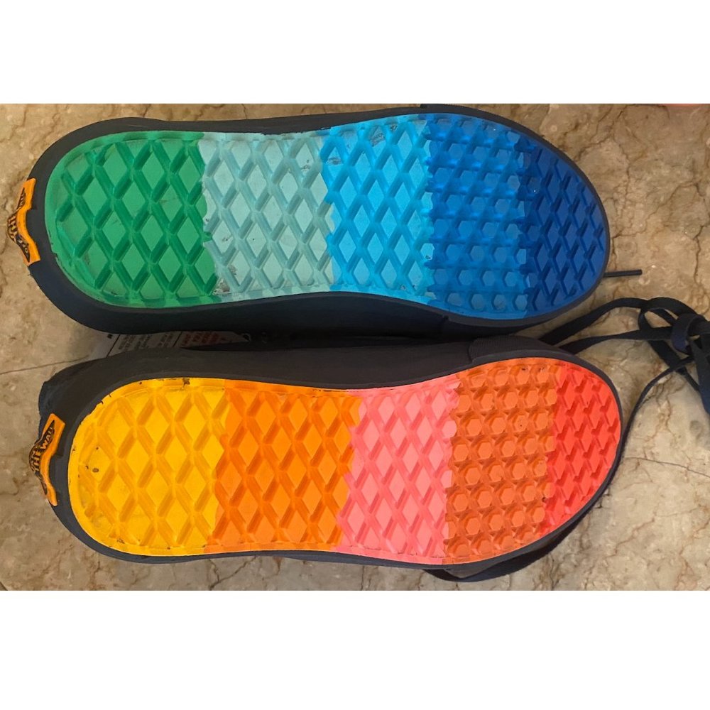 RARE- Hedley & Bennett x Vans- Nonslip Blue Suede Shoe with Rainbow Sole, unisex